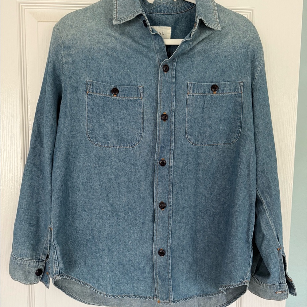 THE GREAT. Casual Blue Button-Down Shirt